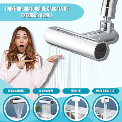 Torneira giratória com cascata 4 em 1