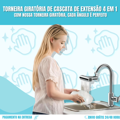 Torneira giratória com cascata 4 em 1